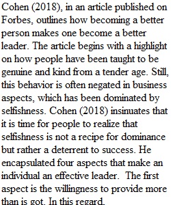 Unit 7 Leadership Summary Paper